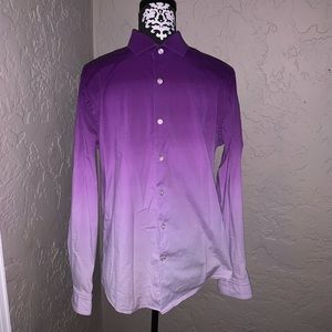 Men Express Fitted Shirt Purple Ombré Shirt Size L